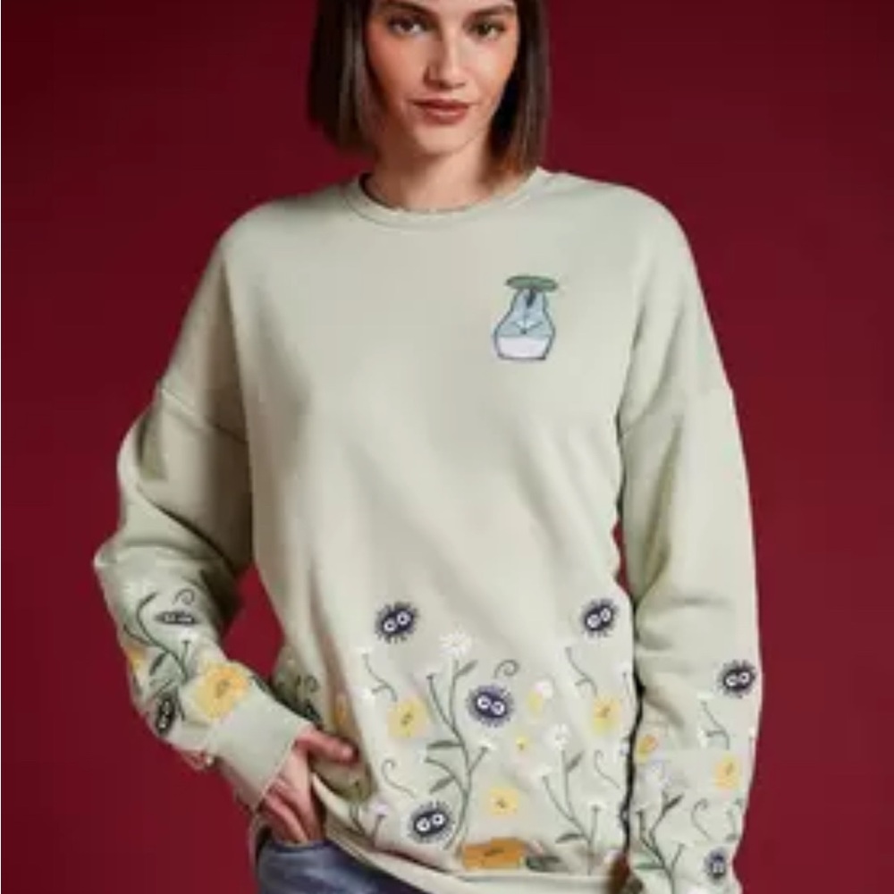 Floral Vase Embroidered Sweatshirt